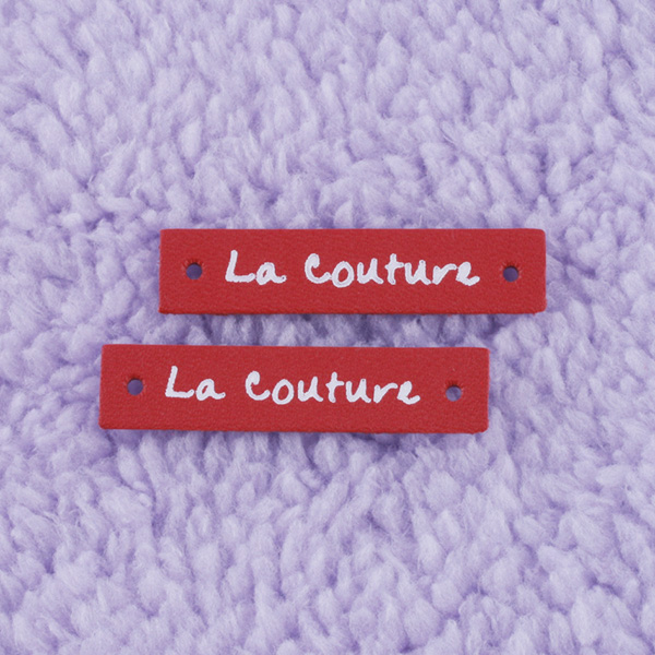 [1개] La Couture 가죽라벨 레드오렌지-흰글씨
