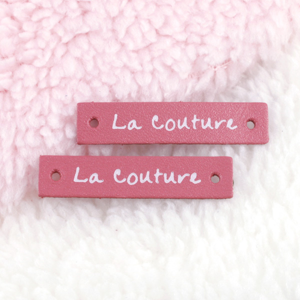 [1개] La Couture 가죽라벨 펄핑크-흰글씨