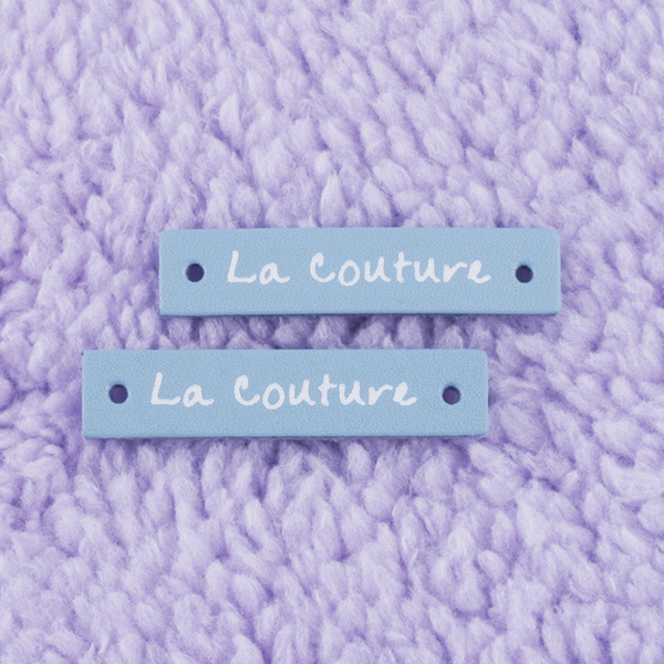 [1개] La Couture 가죽라벨 연하늘-흰글씨