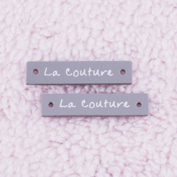 [1개] La Couture 가죽라벨 연그레이-흰글씨