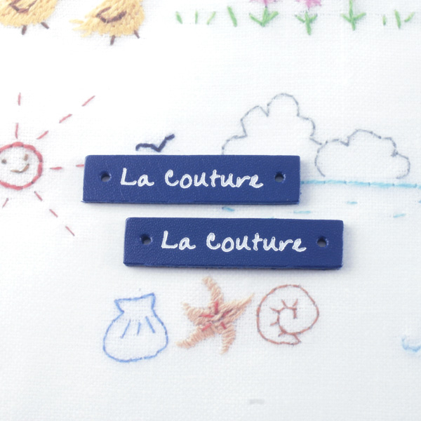 La Couture 가죽라벨 네이비 화이트레터